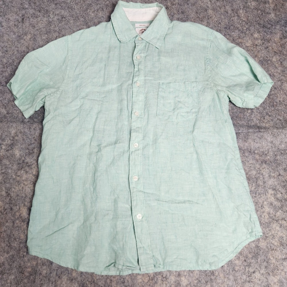 Panama Jack 100% Linen Shirt Men M Teal Green Button Up Lightweight Vacation